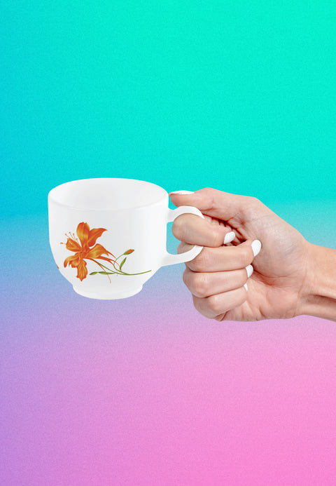 ORANGE LILY | 220ML | CUP & SAUCER | OPALWARE | DRINK-WARE